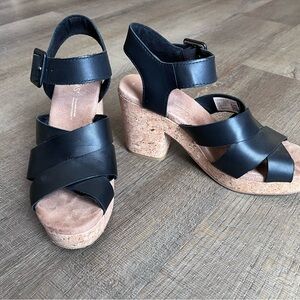 Tom’s Ava Cork Heel Platform Sandal Women’s Size 6 Black